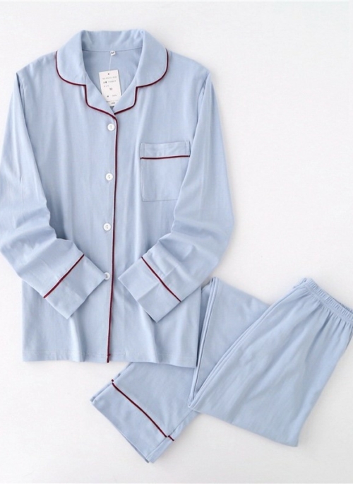 Light Blue Pajama Set With Red Linings | Nayeon – Twice