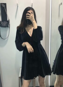 Black Retro Velvet Doll Dress | Rose - BlackPink