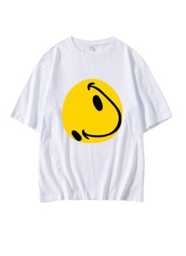 White Distorted Smiley T-Shirt | Yunhyeong - iKON
