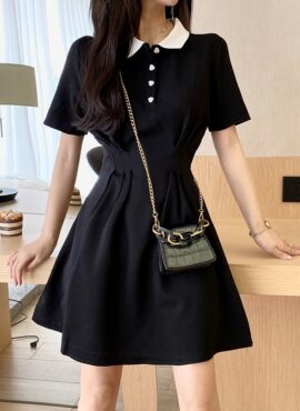 Black Doll Dress With White Collar | Jisoo - BlackPink