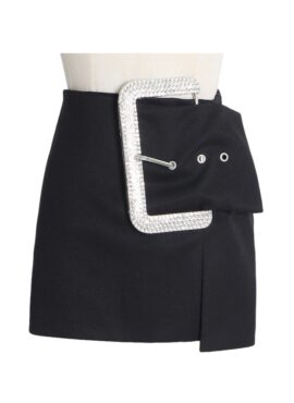 Black Large Buckled Skirt | Karina - Aespa
