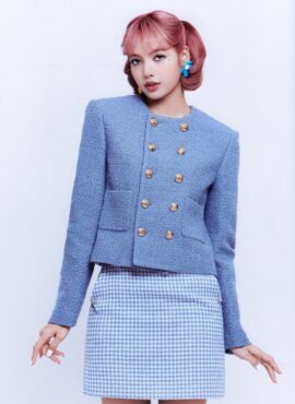 Blue Double-Breasted Tweed Jacket | Lisa - BlackPink