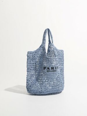 Blue Large Blue Crochet Beach Bag Somi (3)