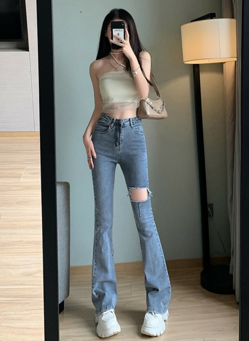 Blue Large Rip Flare Jeans | Yuqi – (G)I-DLE