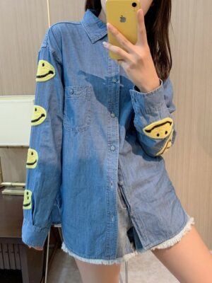 Blue Smiley Sleeved Shirt Chanwoo – IKON (11)