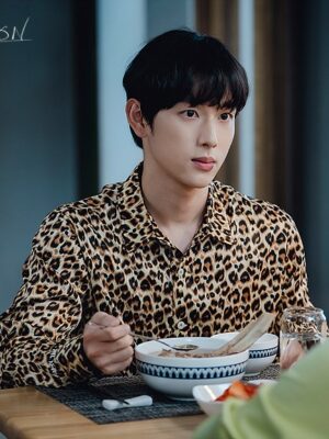 Brown Leopard Print Collared Shirt | Ki Seon Gyeom – Run On