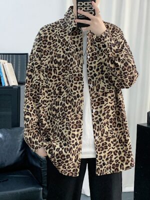Brown Leopard Print Collared Shirt Ki Seon Gyeom – Run On (3)