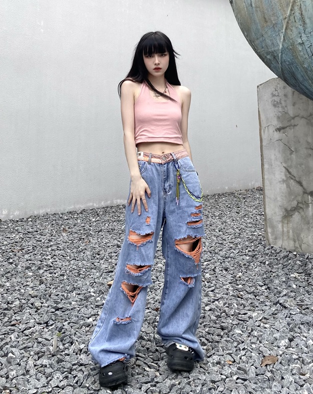 Blue Ripped Orange Fusion Jeans | Hoshi – Seventeen