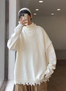 White Raw Edge Sweater | Hoshi - Seventeen