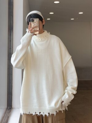 Hoshi – Seventeen White Raw Edge Sweater (27)