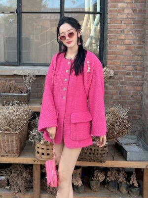 Hot Pink Tweed Bolero Jacket Momo – Twice (8)