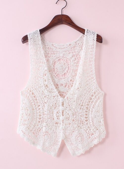 White Crochet Vest | Irene – Red Velvet