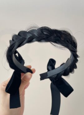 Black Synthetic Hair Bow Headband | Jennie - BlackPink