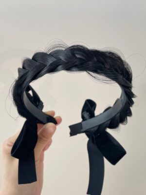 Jennie – BlackPink Black Synthetic Hair Bow Headband (12)