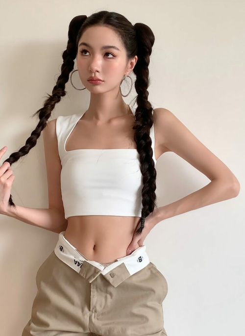 White Square Neck Cropped Top | Lisa – BlackPink