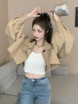 Mina – Twice Beige Short Collared Jacket (40)