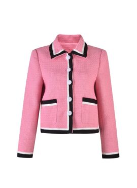 Pink Collared Tweed Jacket | Nayeon - Twice