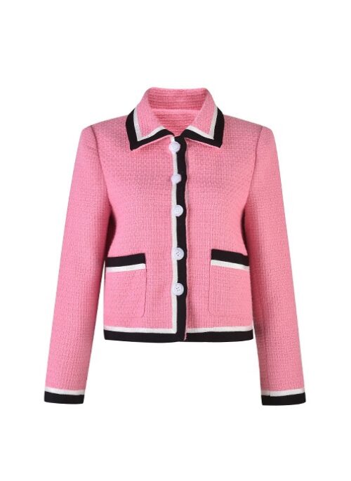 Pink Collared Tweed Jacket | Nayeon – Twice