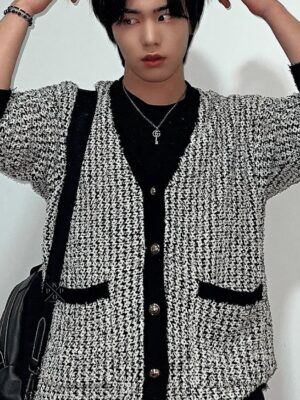 Black Knitted Loose Cardigan | Rocky – Astro