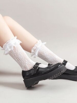 White Lace Ruffled Socks Hyuna (3)