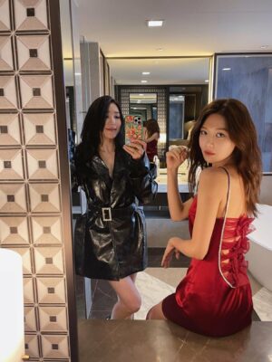Black Bare Waist Faux Leather Dress | Tiffany – Girls Generation