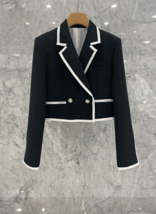 Black Outlined Double-Breasted Suit Blazer Jacket | Woo Young Woo – Extraordinary Attorney Woo