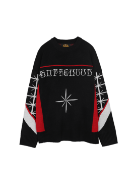 Black Oversized Star Sweatshirt With Red And White Details | Jaehyun - NCT
