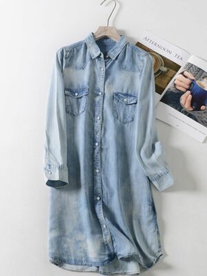 Blue Denim Shirt Dress Chaeyoung- Twice (7)