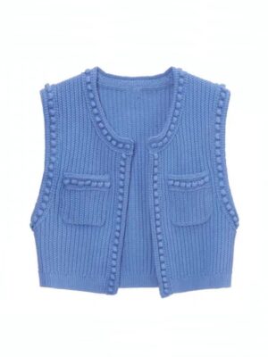 Blue Knitted Open Vest Woo Young Woo – Extraordinary Woo (1)