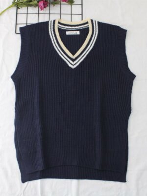 Blue V-Neck Knitted Sweater Vest Rose – BlackPink 2 (3)
