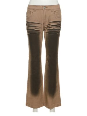 Brown Spray-Painted Flare Jeans Ryujin – ITZY (8)