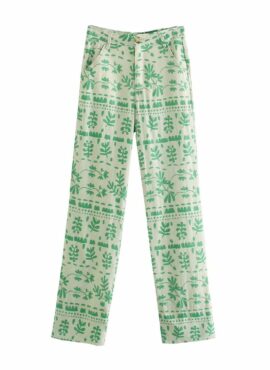 Green Leaf Pattern Pants | Somi