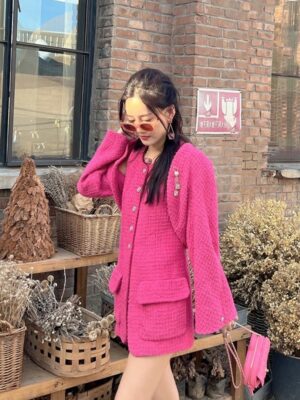 Hot Pink Tweed Bolero Jacket Momo – Twice (2)