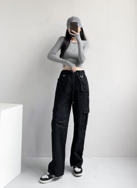 Black Multi-Pocket Cargo Pants | Jennie - BlackPink