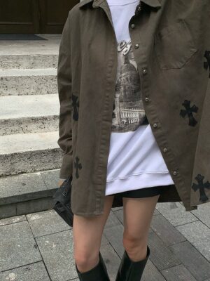 Khaki Brown Cross Shirt Taeyong – NCT (14)