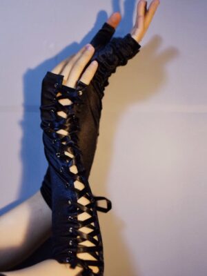 Nayeon – Twice Black Long Lace-Up Gloves (1)