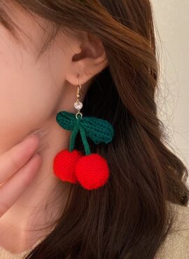 Red Cherry Crochet Earrings | Seulgi - Red Velvet