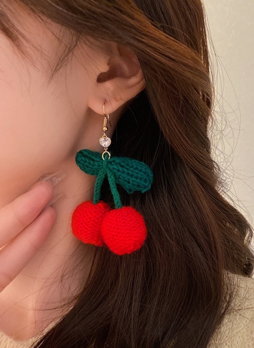 Red Cherry Crochet Earrings | Seulgi – Red Velvet