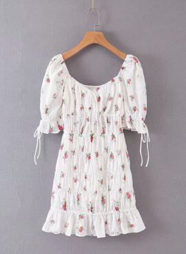White Hollow Floral Dress | Somi
