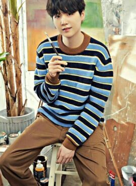 Blue Stripe Knitted Sweater | Suga - BTS