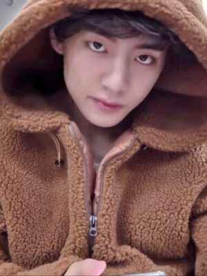 Brown Hooded Fleece Jacket | Taehyung – BTS