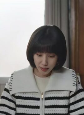 White Striped Wide Collar Jacket | Woo Young Woo - Extraordinary Attorney Woo