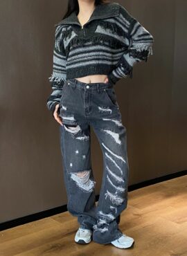 Black Multi-Ripped Jeans | Yuqi - (G)I-DLE