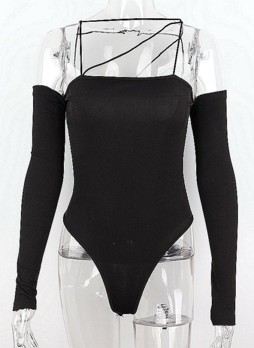 Black Off-Shoulder Bodysuit With Sling Details | Yoohyeon – Dreamcatcher