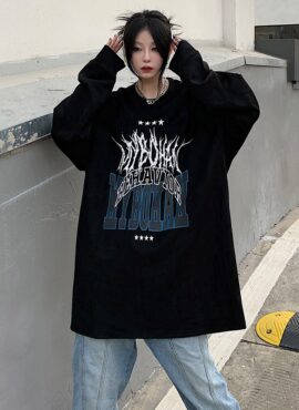Black Letter Print Sweatshirt | Jisoo - BlackPink