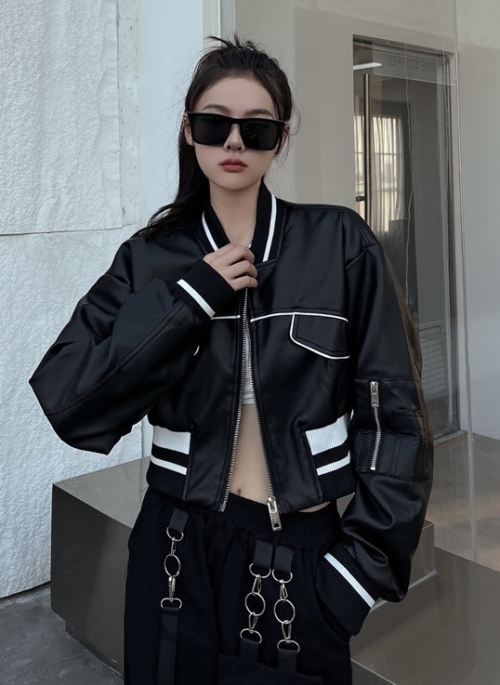 Black Faux Leather Short Jacket | Seulgi – Red Velvet