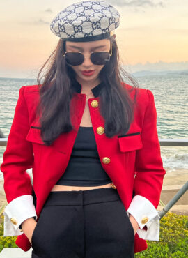 Red Single Breasted Suit Jacket | Yeri - Red Velvet