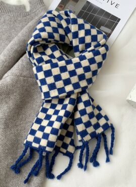Blue Checkered Wool Scarf | The8 - Seventeen