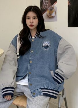 Blue Denim Varsity Jacket | Jeongin - Stray Kids