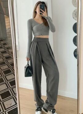 Grey Drape Mopping Pants | Yuna – ITZY